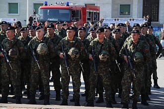 Albania's soldiers performing