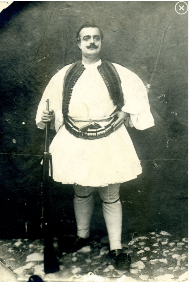 Albanian man with national fustanella (copyright Robert Elsie)