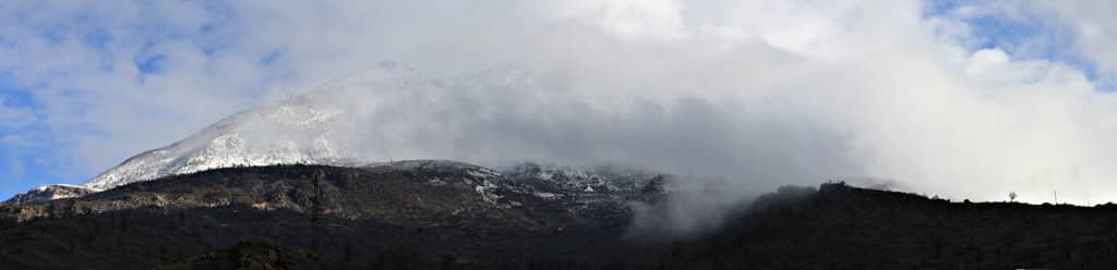 Hills, mountains, clouds, and sky