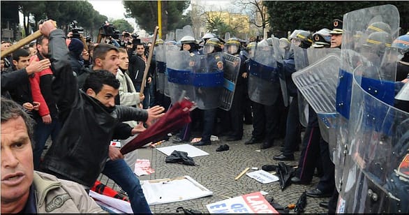 Violent anti-government protest in Tirana